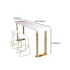 Table de bar rectangulaire de luxe en bois avec piètement traîneau doré pour salle à manger
