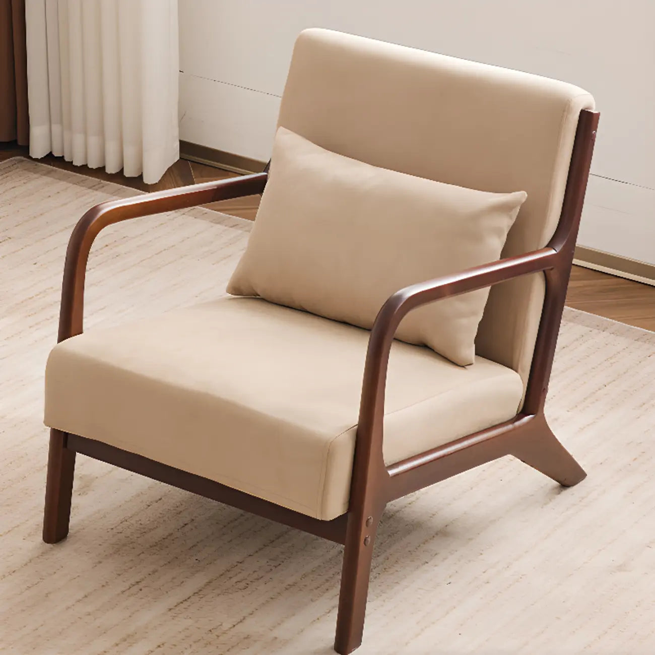Fauteuil d'appoint ottoman beige en coton et lin
