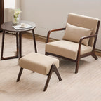 Fauteuil d'appoint ottoman beige en coton et lin