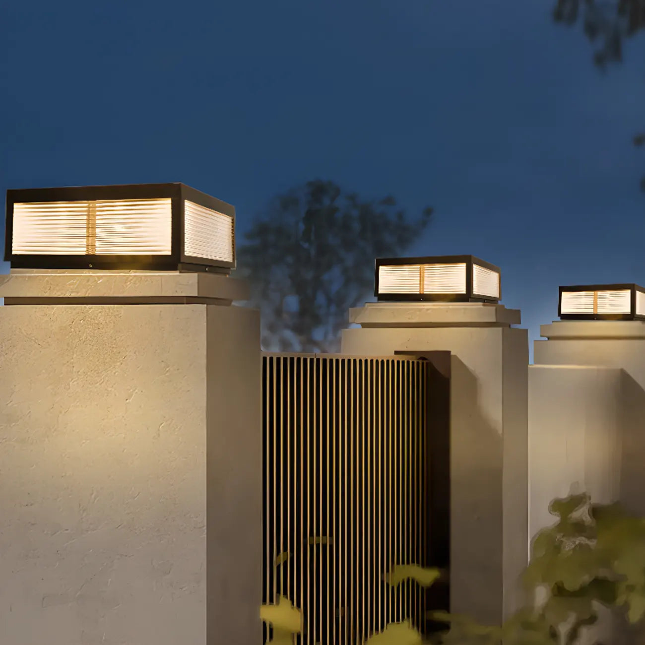 Lampes solaires carrées noires à 3 couleurs pour poteaux extérieurs