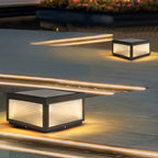 Lampes solaires carrées noires à 3 couleurs pour poteaux extérieurs