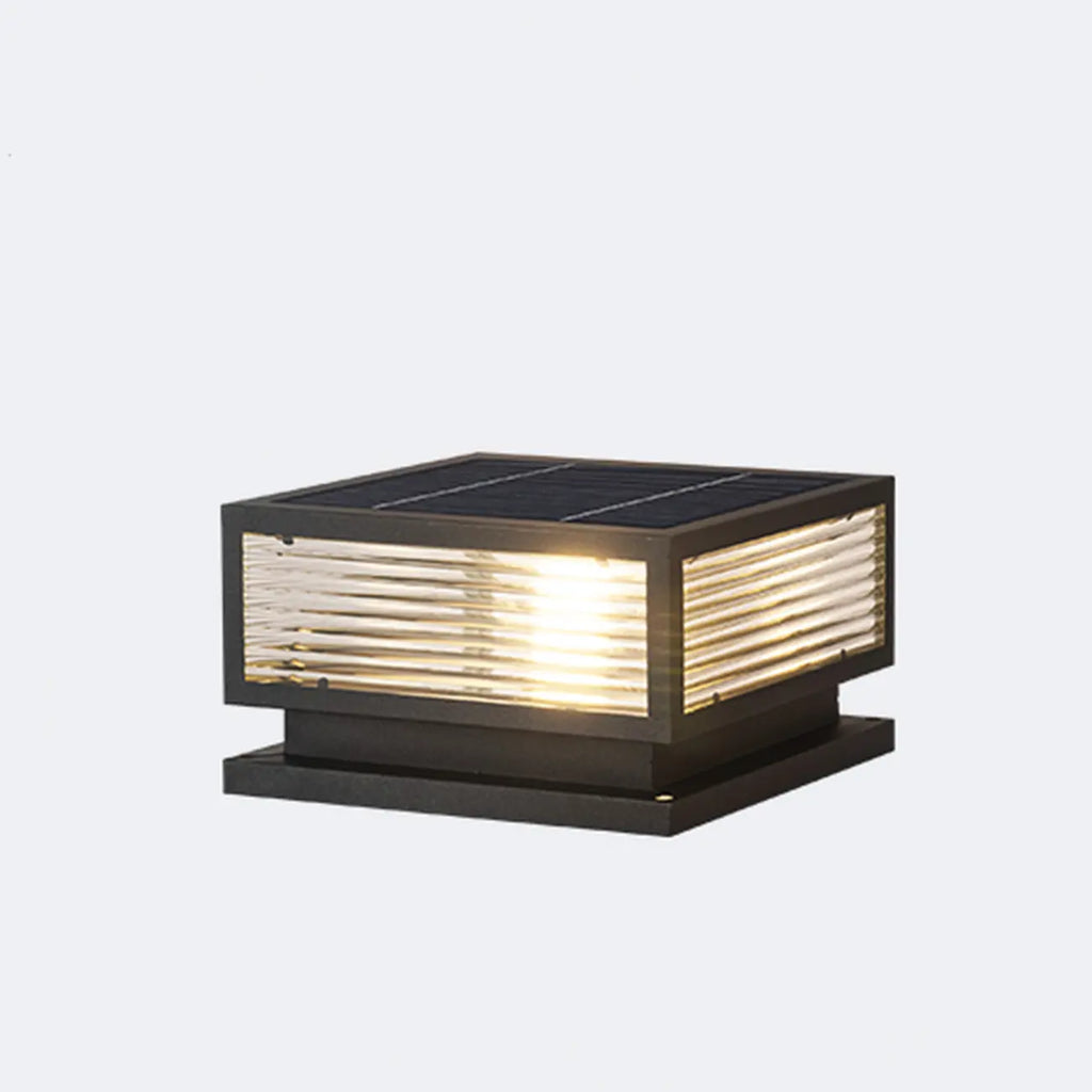 Lampes solaires carrées noires à 3 couleurs pour poteaux extérieurs