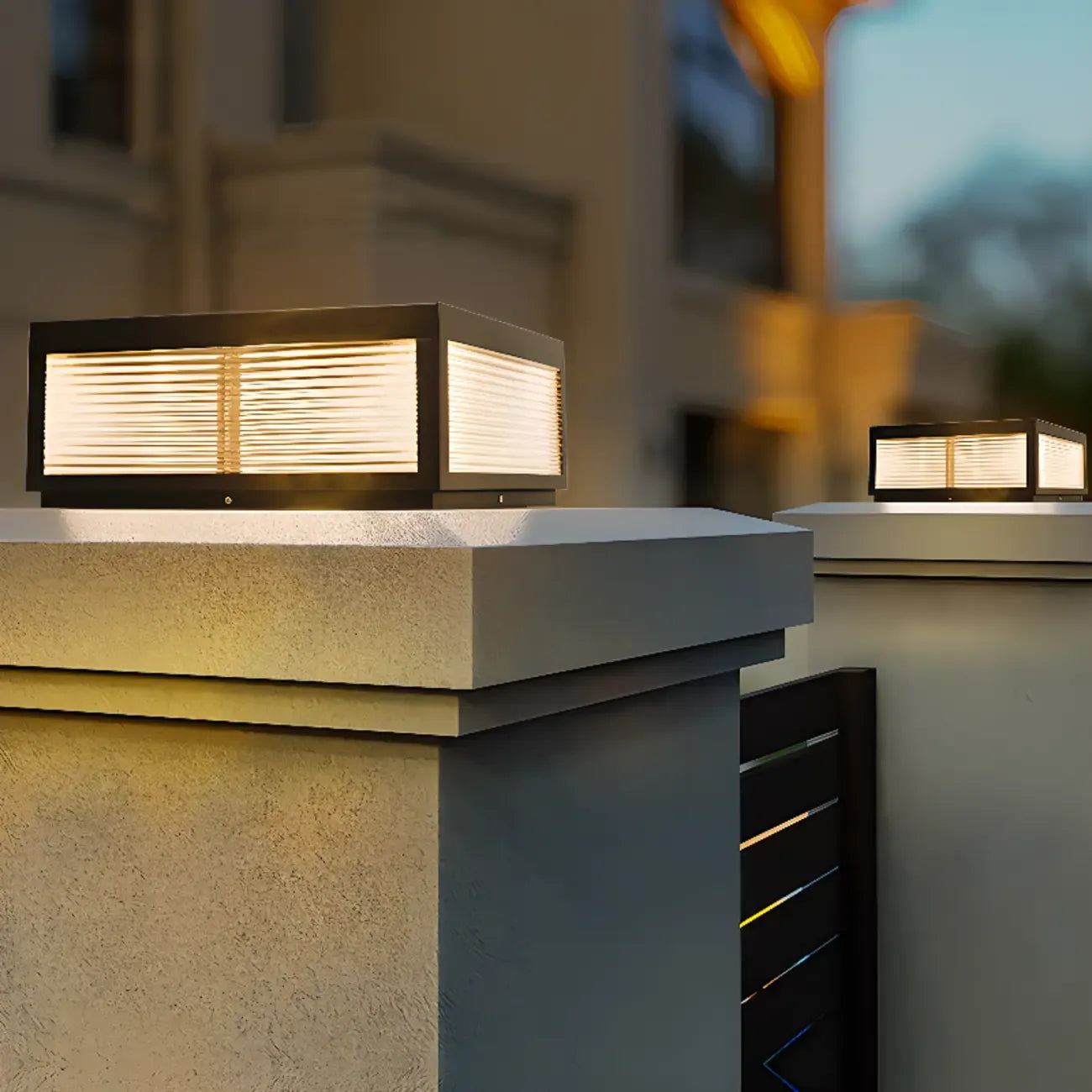 Lampes solaires carrées noires à 3 couleurs pour poteaux extérieurs
