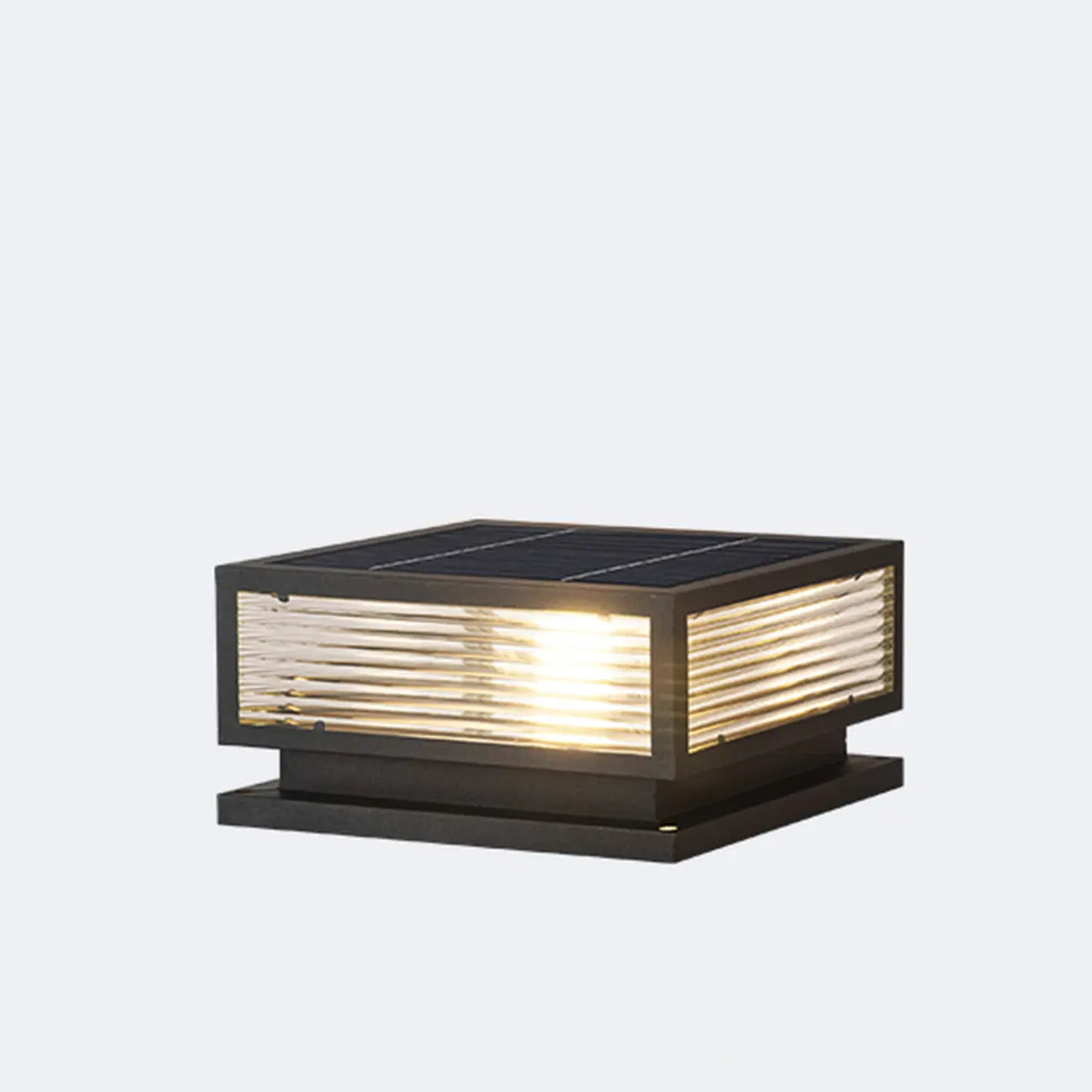 Lampes solaires carrées noires à 3 couleurs pour poteaux extérieurs