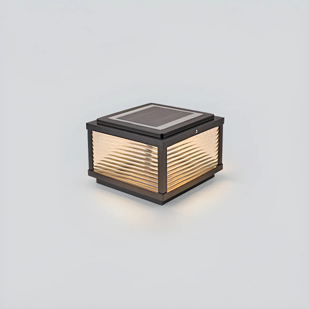 Lampes solaires carrées d'extérieur à rayures métalliques noires