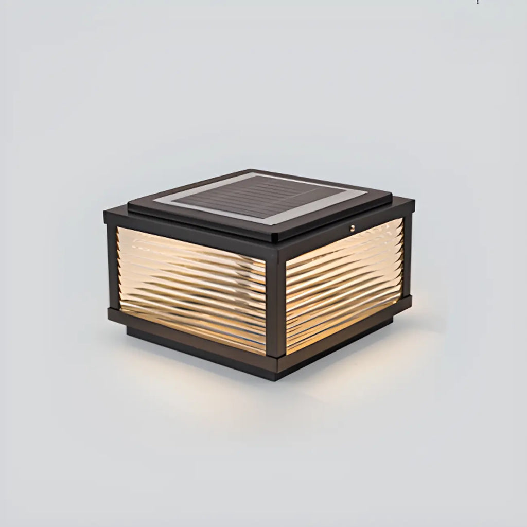 Lampes solaires carrées d'extérieur à rayures métalliques noires