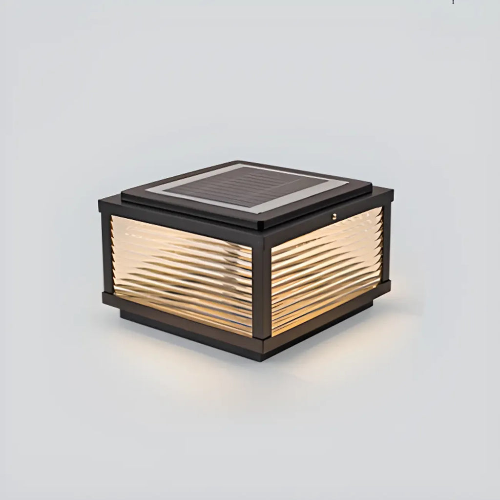 Lampes solaires carrées d'extérieur à rayures métalliques noires