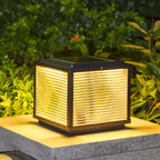 Lampes solaires carrées d'extérieur à rayures métalliques noires