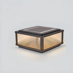 Lampes solaires carrées d'extérieur à rayures métalliques noires