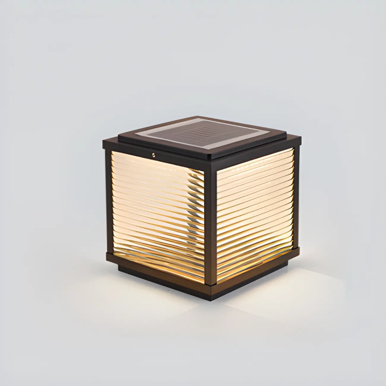 Lampes solaires carrées d'extérieur à rayures métalliques noires