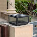 Lampes solaires carrées d'extérieur à rayures métalliques noires