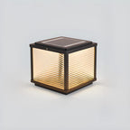 Lampes solaires carrées d'extérieur à rayures métalliques noires
