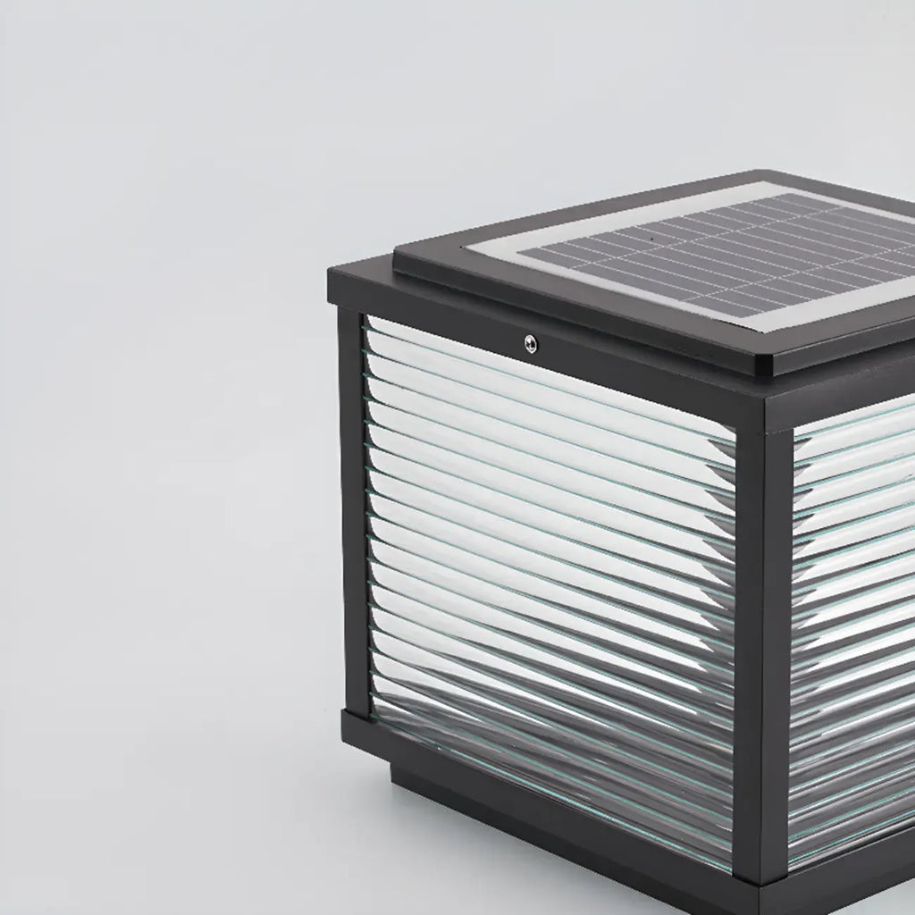 Lampes solaires carrées d'extérieur à rayures métalliques noires