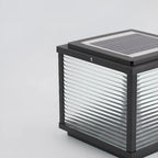 Lampes solaires carrées d'extérieur à rayures métalliques noires