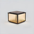 Lampes solaires carrées d'extérieur à rayures métalliques noires