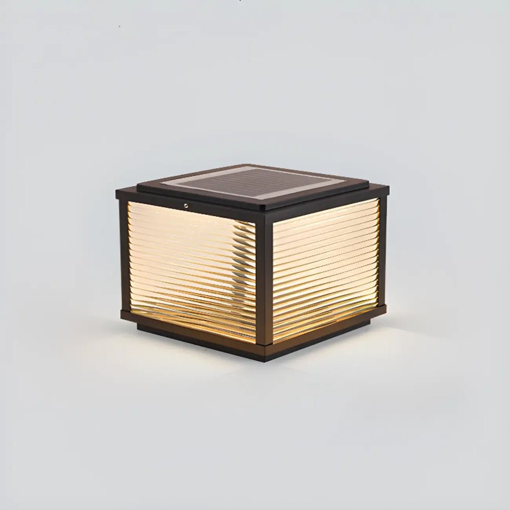 Lampes solaires carrées d'extérieur à rayures métalliques noires