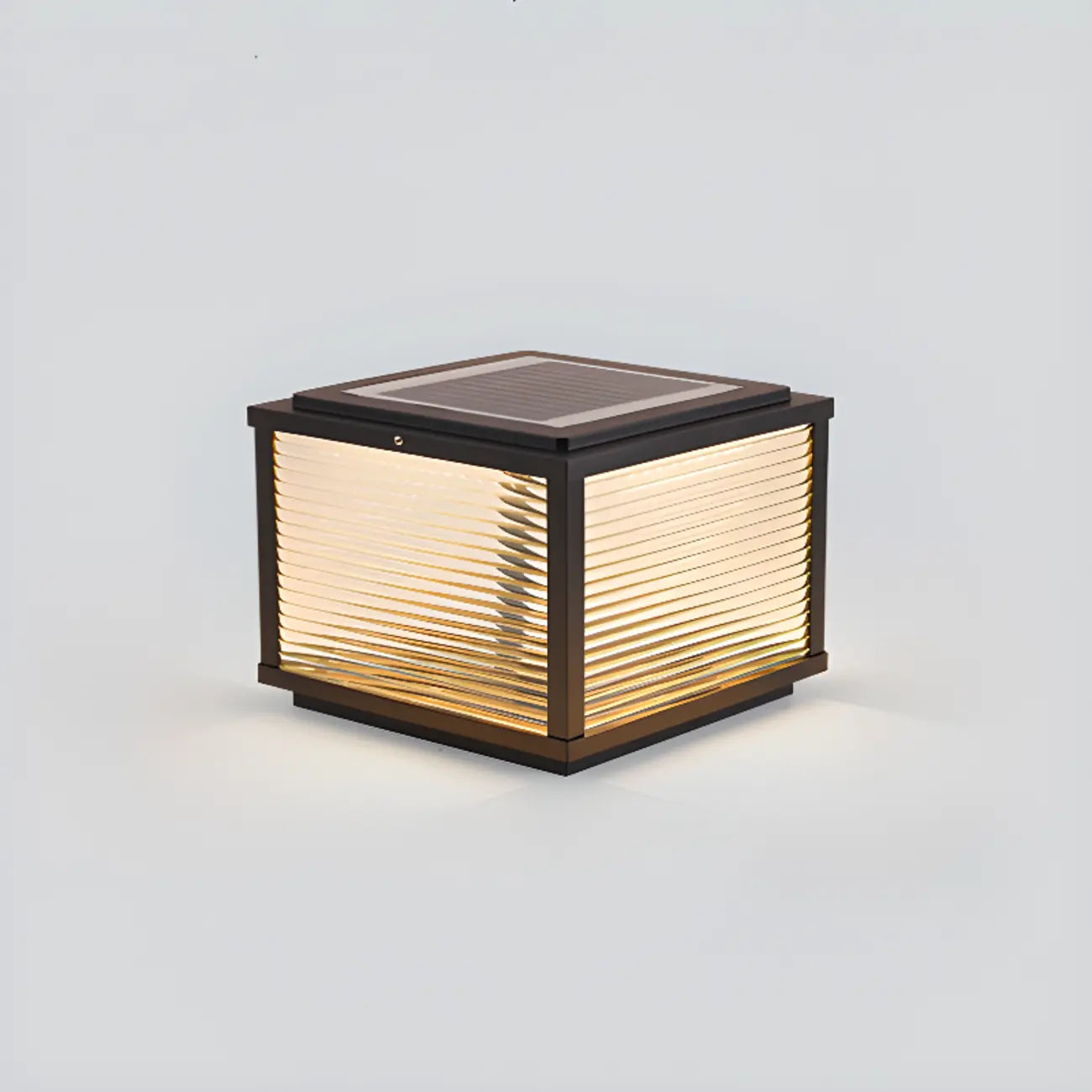 Lampes solaires carrées d'extérieur à rayures métalliques noires