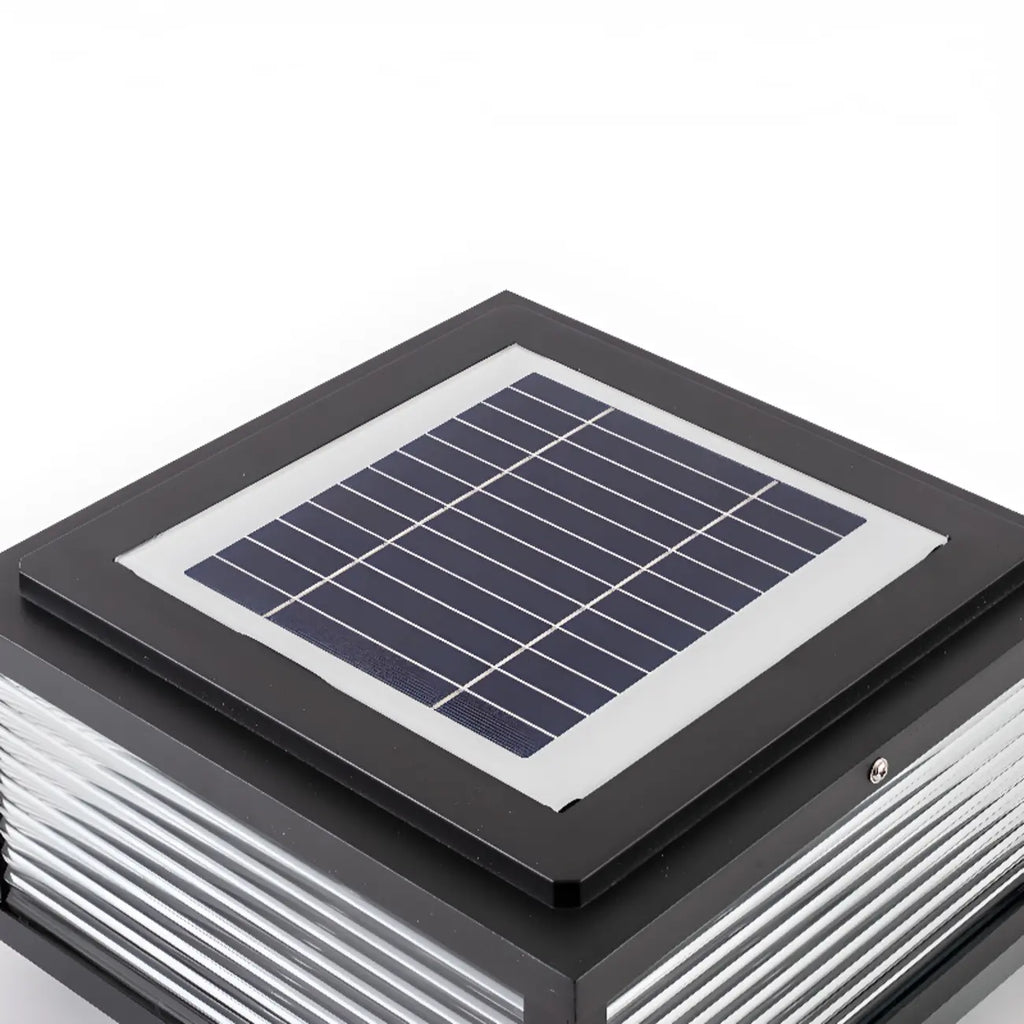 Lampes solaires carrées d'extérieur à rayures métalliques noires