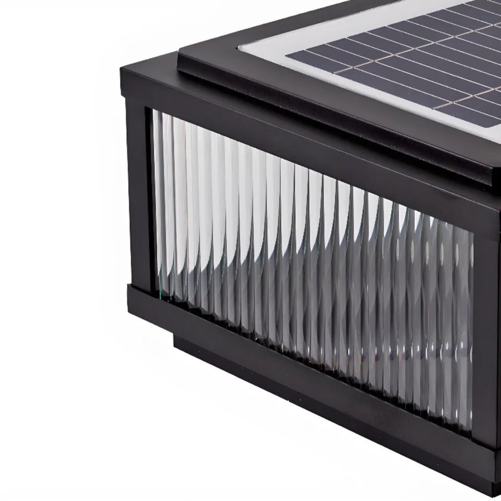 Lampes solaires carrées d'extérieur à rayures métalliques noires