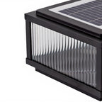 Lampes solaires carrées d'extérieur à rayures métalliques noires