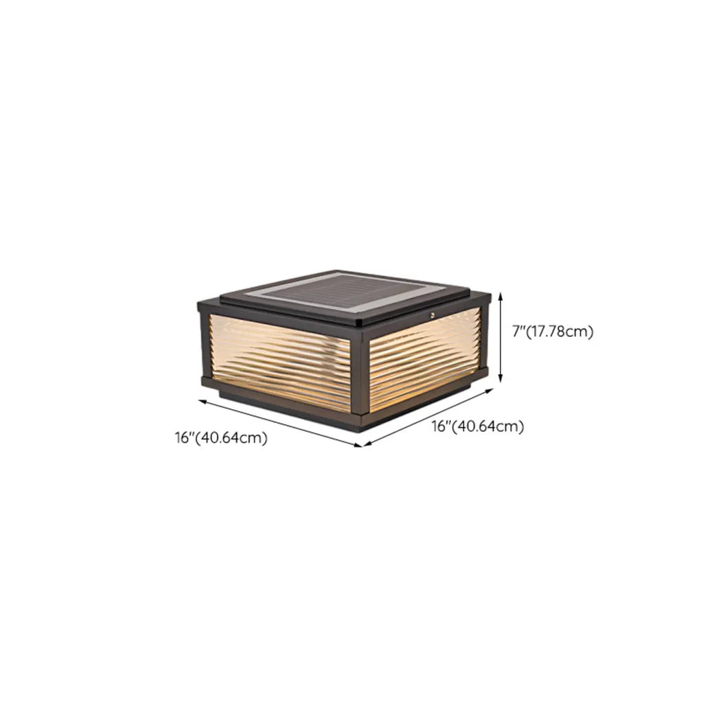 Lampes solaires carrées d'extérieur à rayures métalliques noires