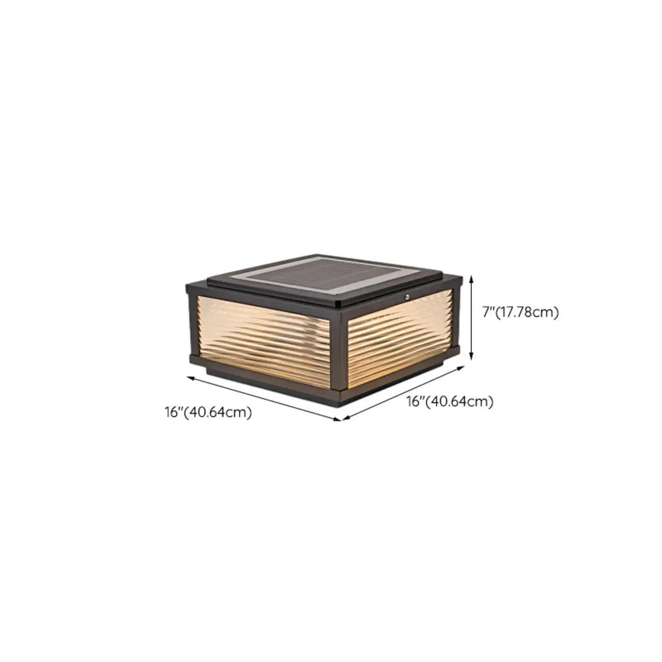 Lampes solaires carrées d'extérieur à rayures métalliques noires