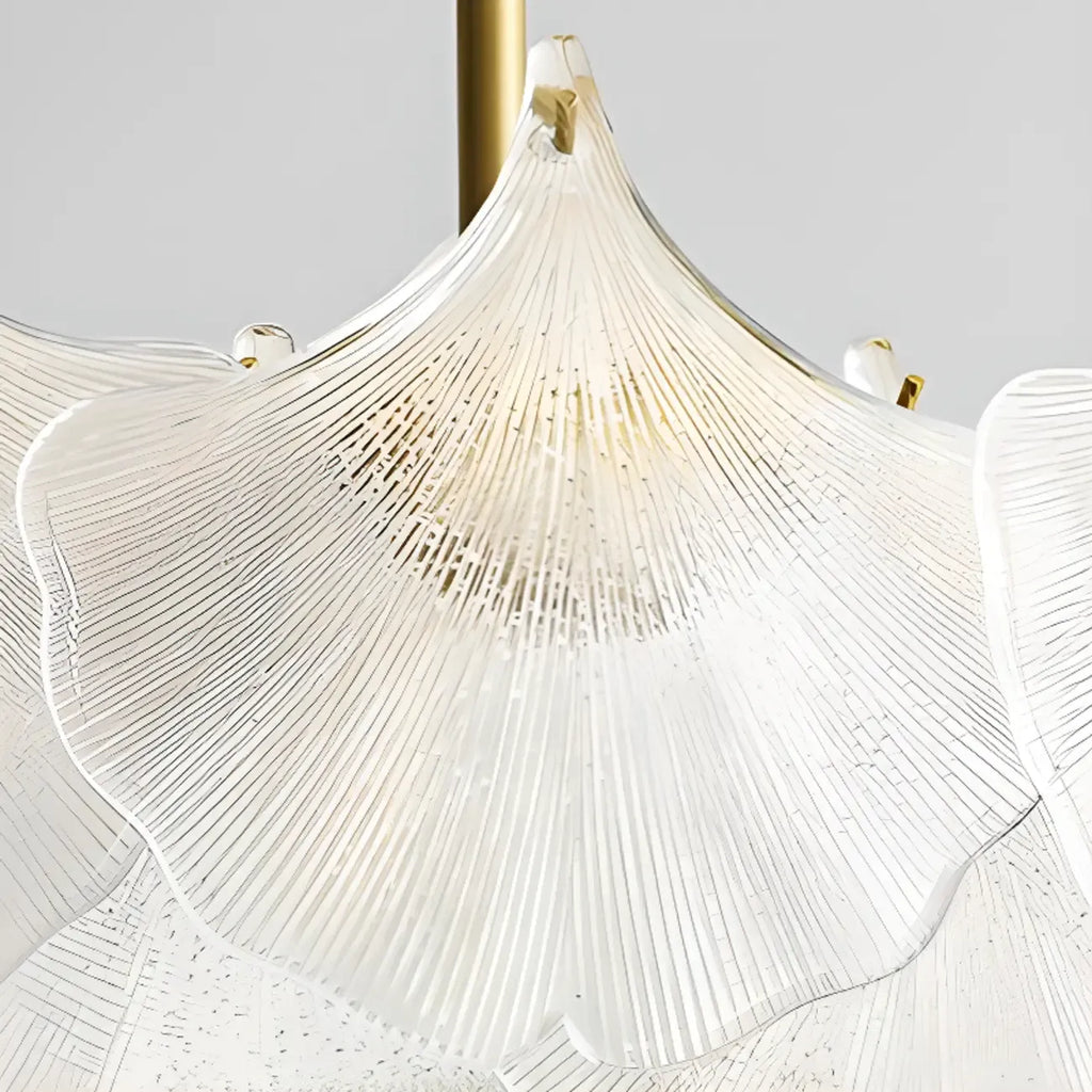 Plafonnier semi-encastré élégant en verre doré à feuilles