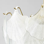 Plafonnier semi-encastré élégant en verre doré à feuilles
