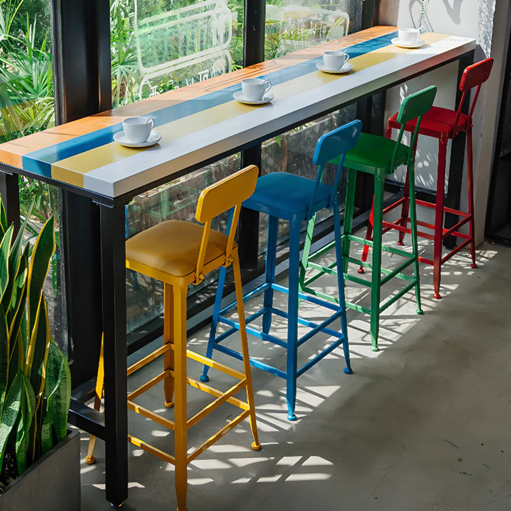 Tables de bar modernes en bois coloré avec plateau fixe et repose-pieds