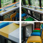 Tables de bar modernes en bois coloré avec plateau fixe et repose-pieds