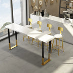 Table de bar élégante avec plateau en bois et piètement en métal pour la cuisine