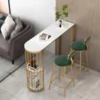 Table de bar moderne de style bistro, plateau en marbre doré, 2 étagères