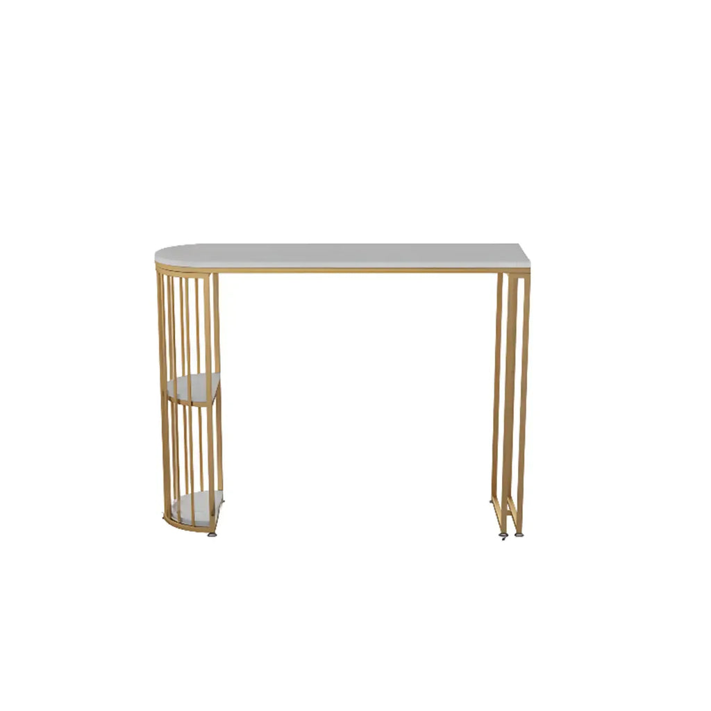 Table de bar moderne de style bistro, plateau en marbre doré, 2 étagères