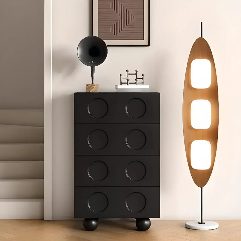 Coffre de rangement tendance en bois noir minuit pour le salon