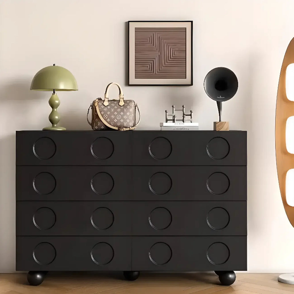 Coffre de rangement tendance en bois noir minuit pour le salon