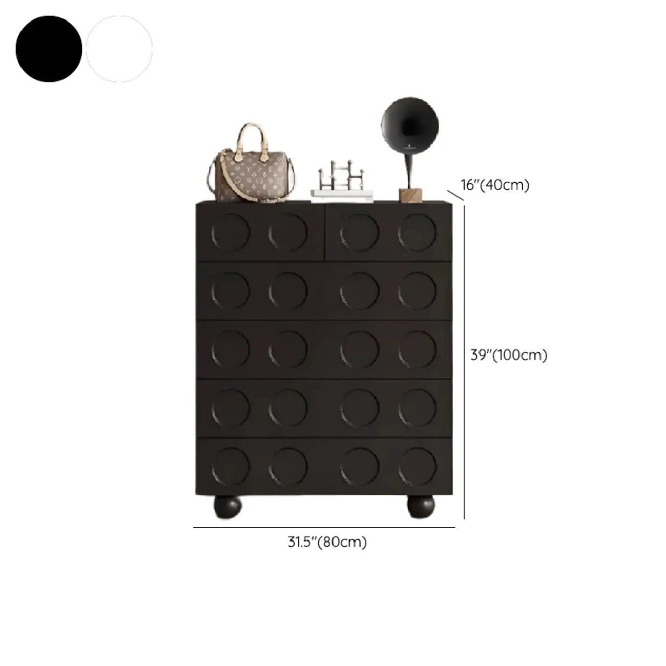 Coffre de rangement tendance en bois noir minuit pour le salon