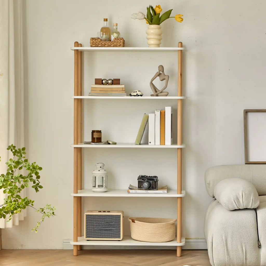 Étagère rectangulaire en bois à 4 niveaux avec dos ouvert
