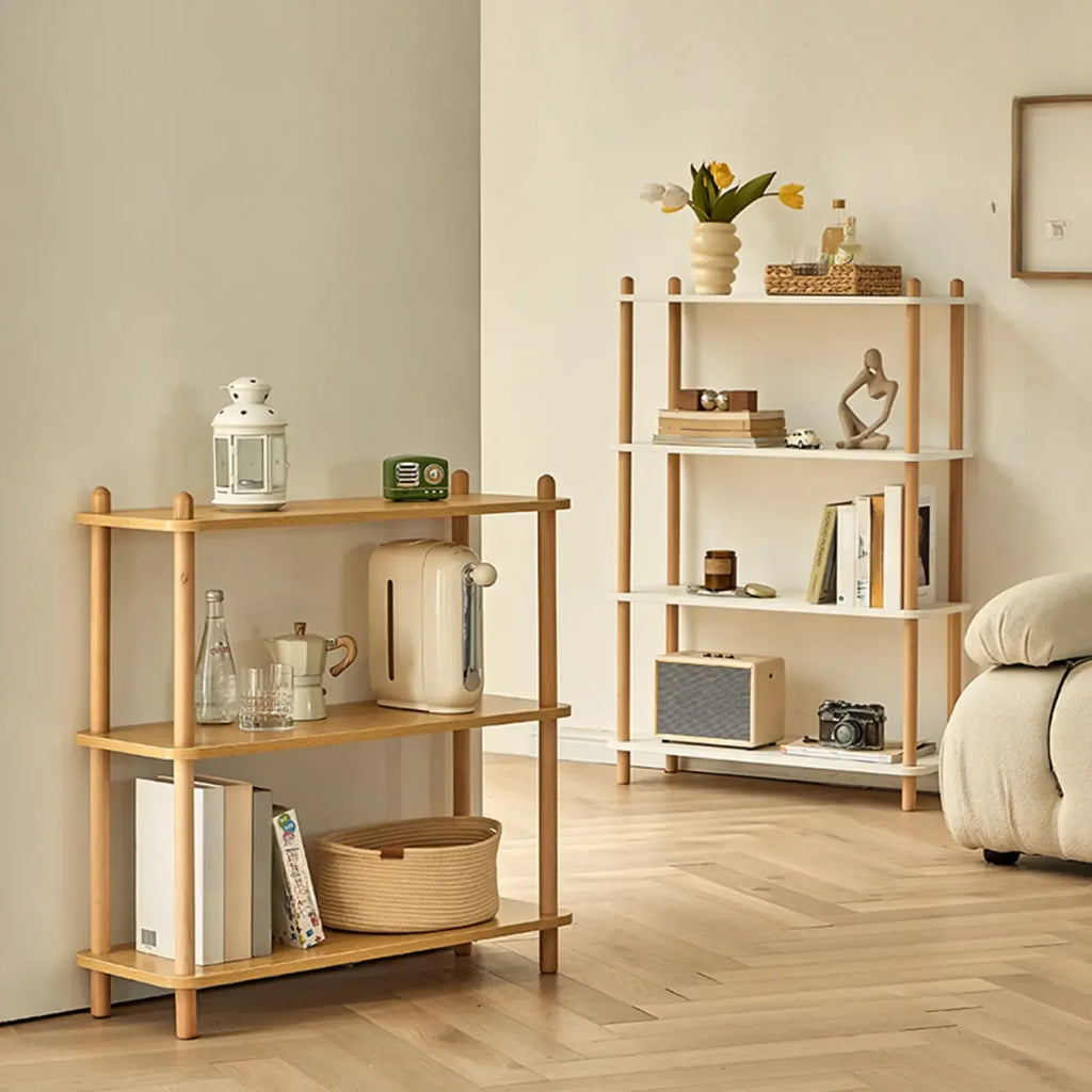 Étagère rectangulaire en bois à 4 niveaux avec dos ouvert