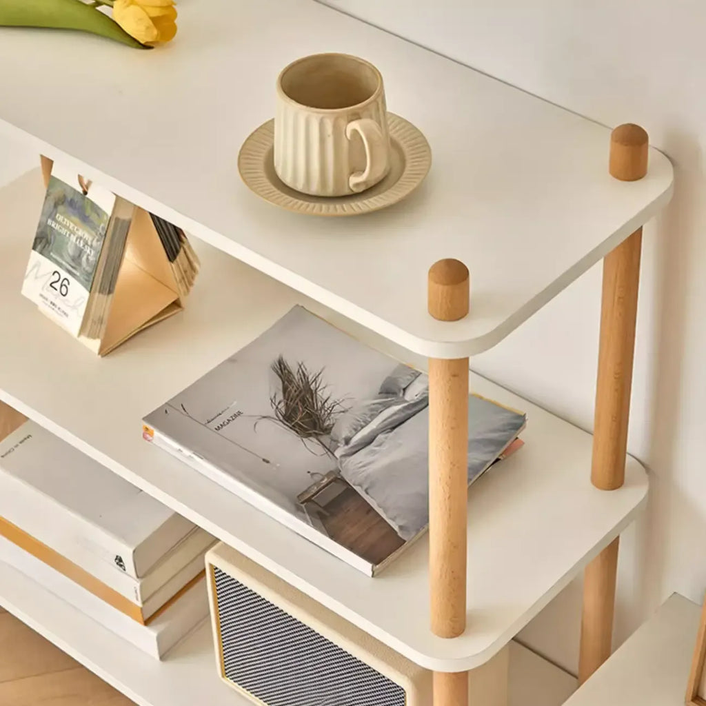 Étagère rectangulaire en bois à 4 niveaux avec dos ouvert