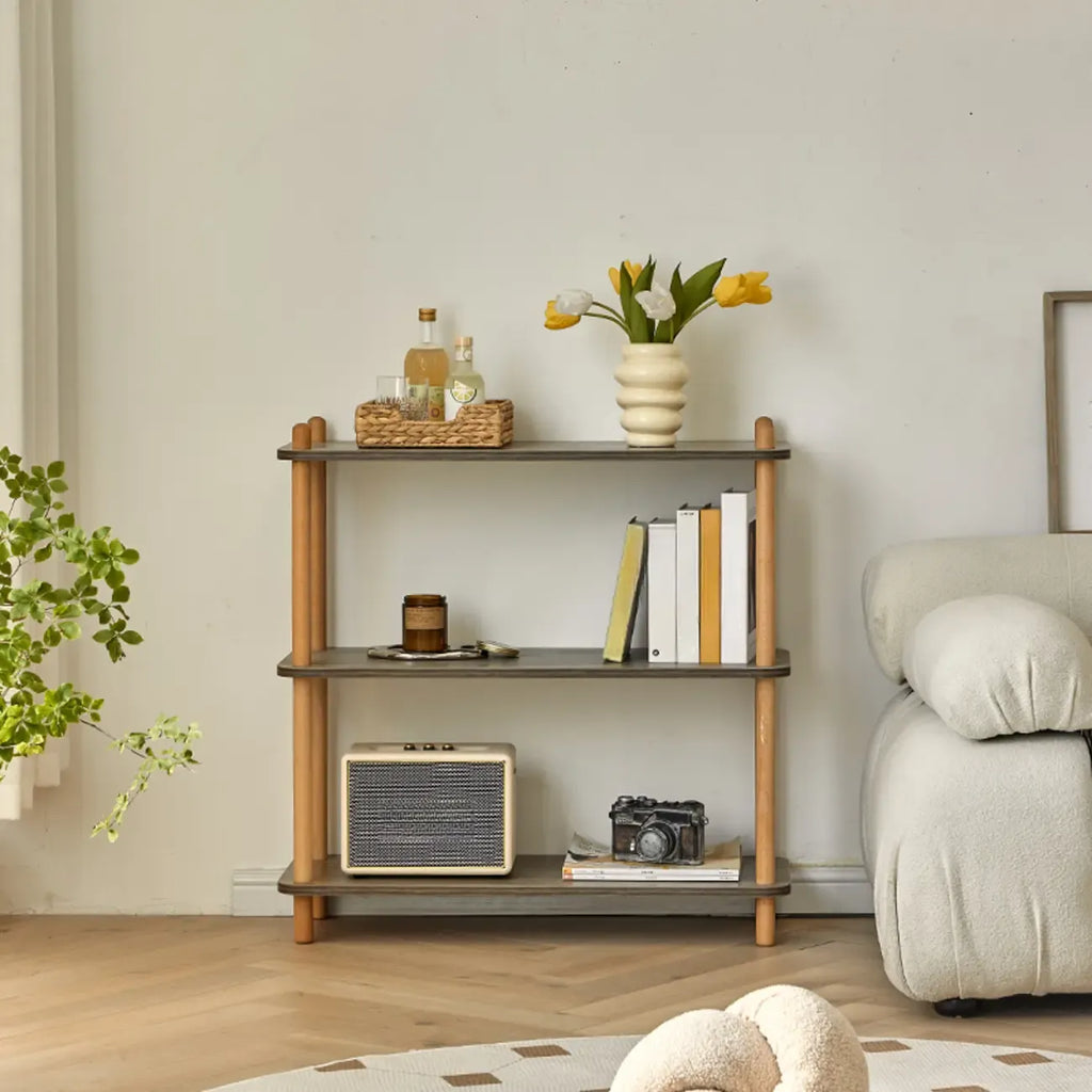 Étagère rectangulaire en bois à 4 niveaux avec dos ouvert