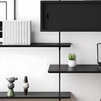 Système d'étagères murales modulaires en bois noir de style industriel