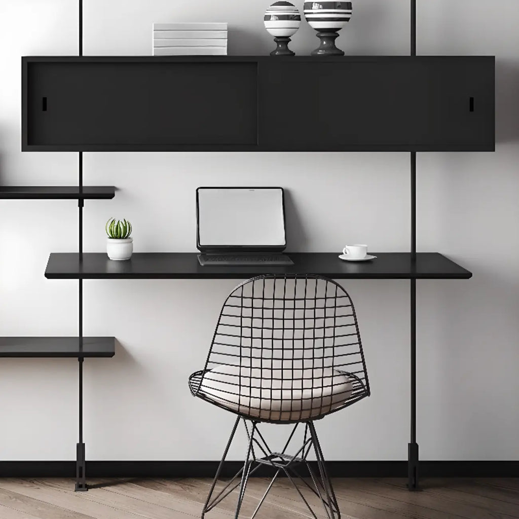 Système d'étagères murales modulaires en bois noir de style industriel