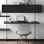 Système d'étagères murales modulaires en bois noir de style industriel