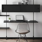 Système d'étagères murales modulaires en bois noir de style industriel