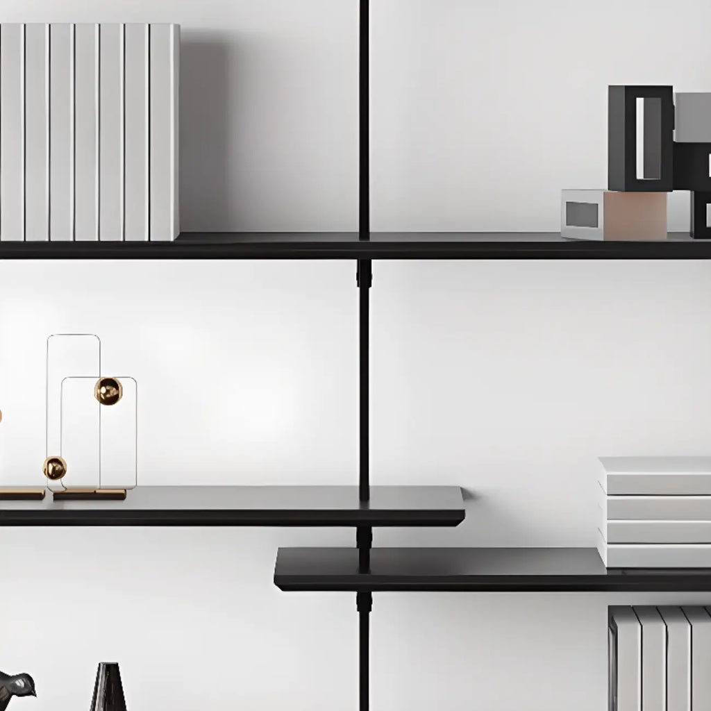 Système d'étagères murales modulaires en bois noir de style industriel