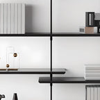 Système d'étagères murales modulaires en bois noir de style industriel