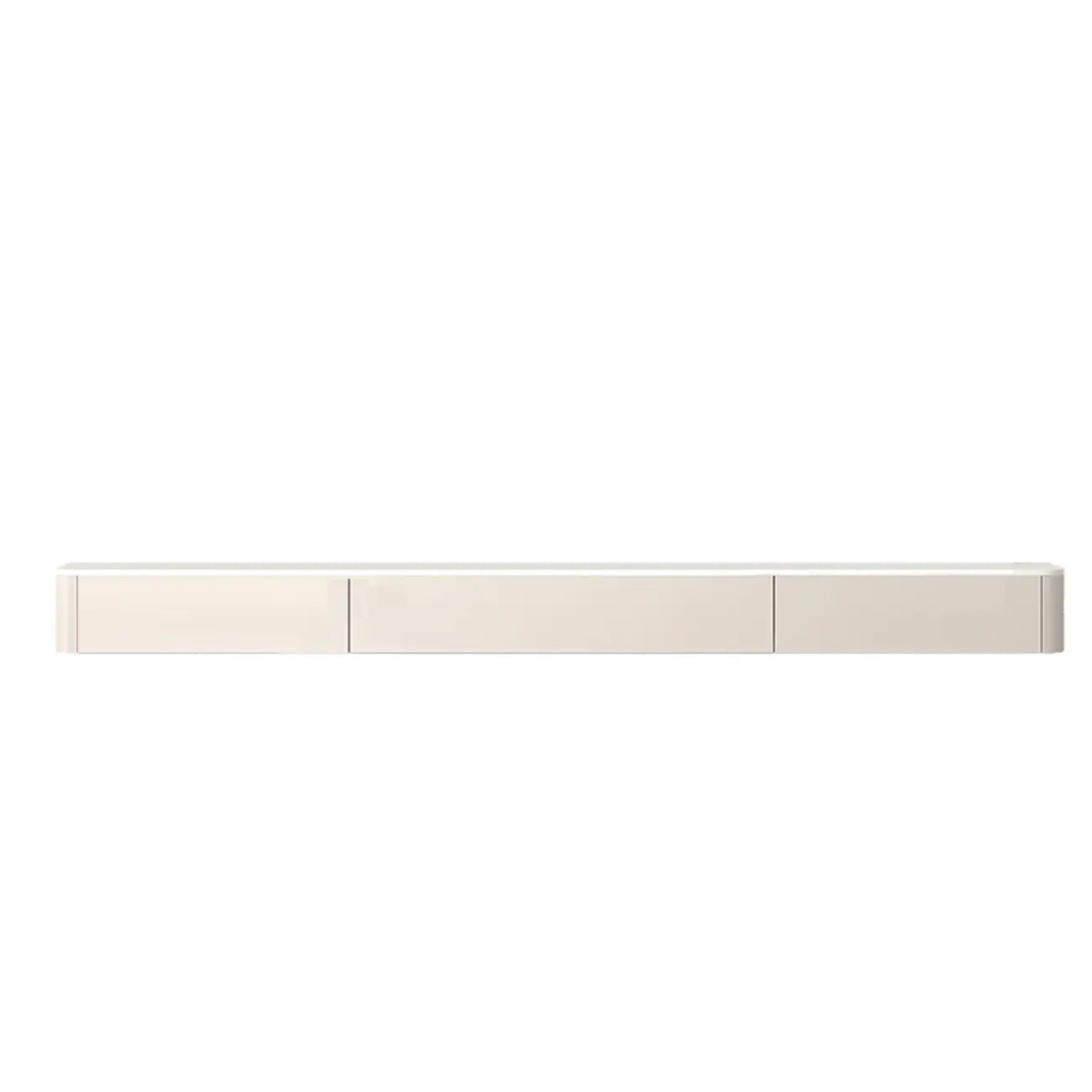 Mobile TV galleggiante lungo 71, colore bianco sporco, con gestione cavi in legno