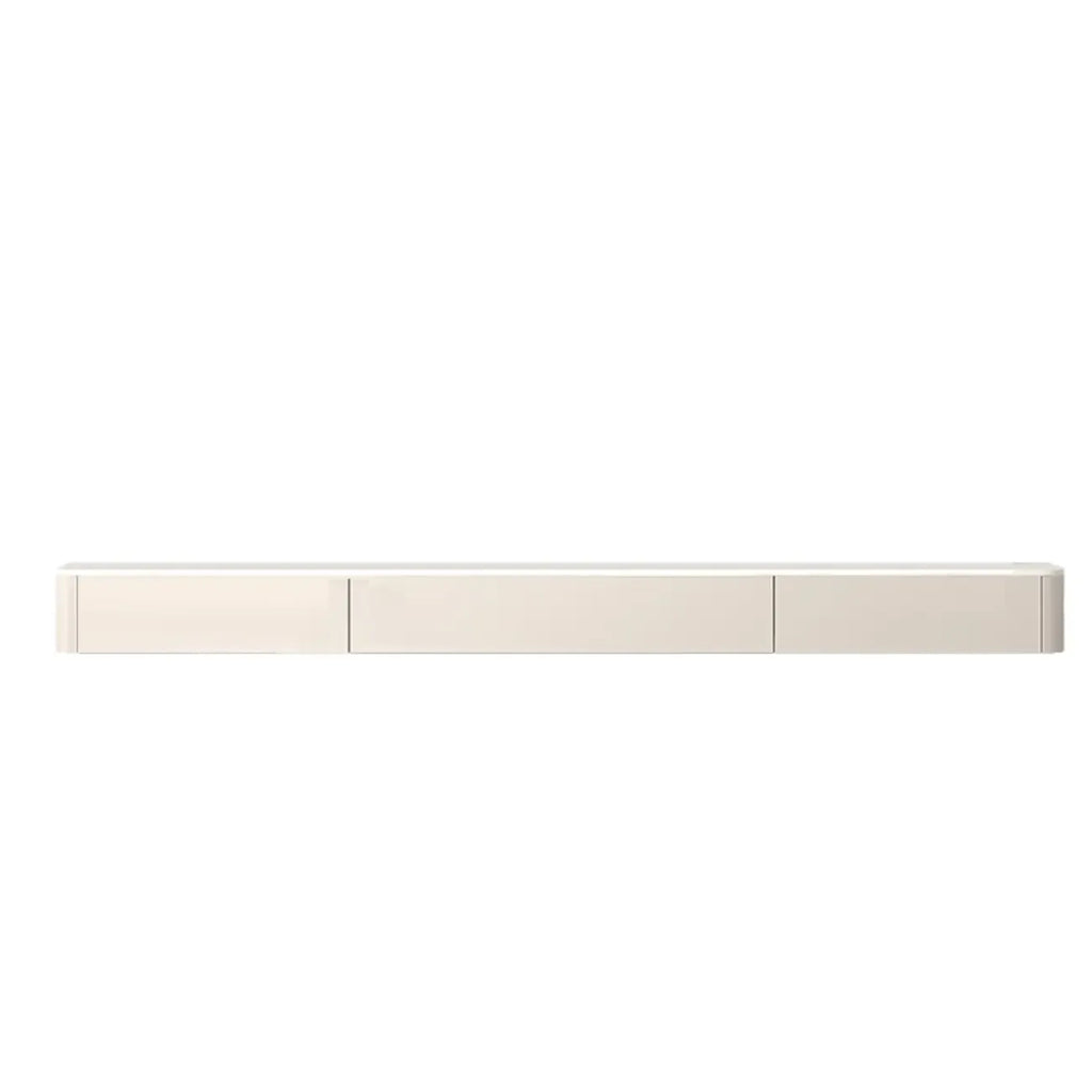 Mobile TV galleggiante lungo 71, colore bianco sporco, con gestione cavi in legno