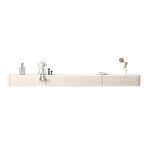Mobile TV galleggiante lungo 71, colore bianco sporco, con gestione cavi in legno