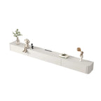 Mobile TV galleggiante lungo 71, colore bianco sporco, con gestione cavi in legno
